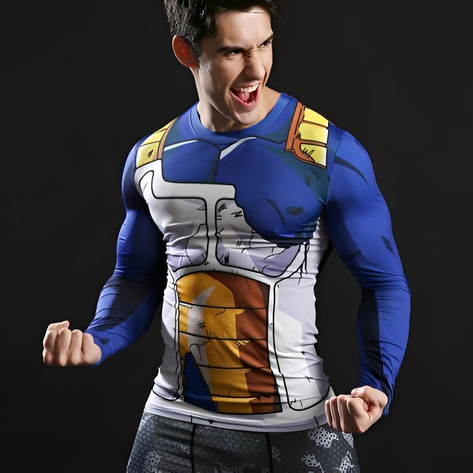 T-shirt de compression manches longues Dragon Ball Vegeta blessé – Image 5