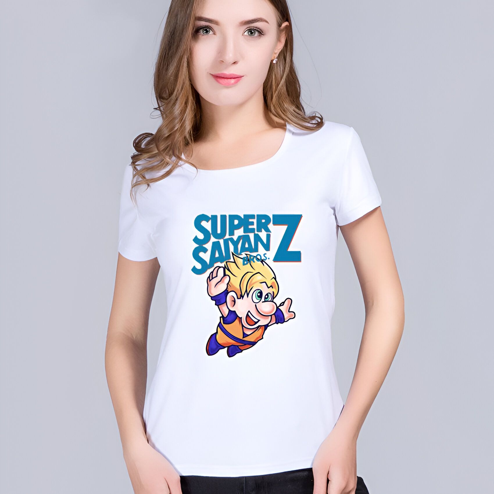 T-shirt femme Goku DBZ Mario Bros en tailles japonaises – Image 2
