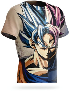 T-shirt Dragon Ball Super Goku Blue face à Goku Rosé, tailles S à 6XL