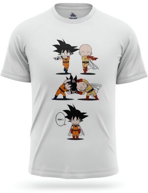 T-shirt Dragon Ball Z Fusion Goku et Saitama en Gris Noir ou Blanc
