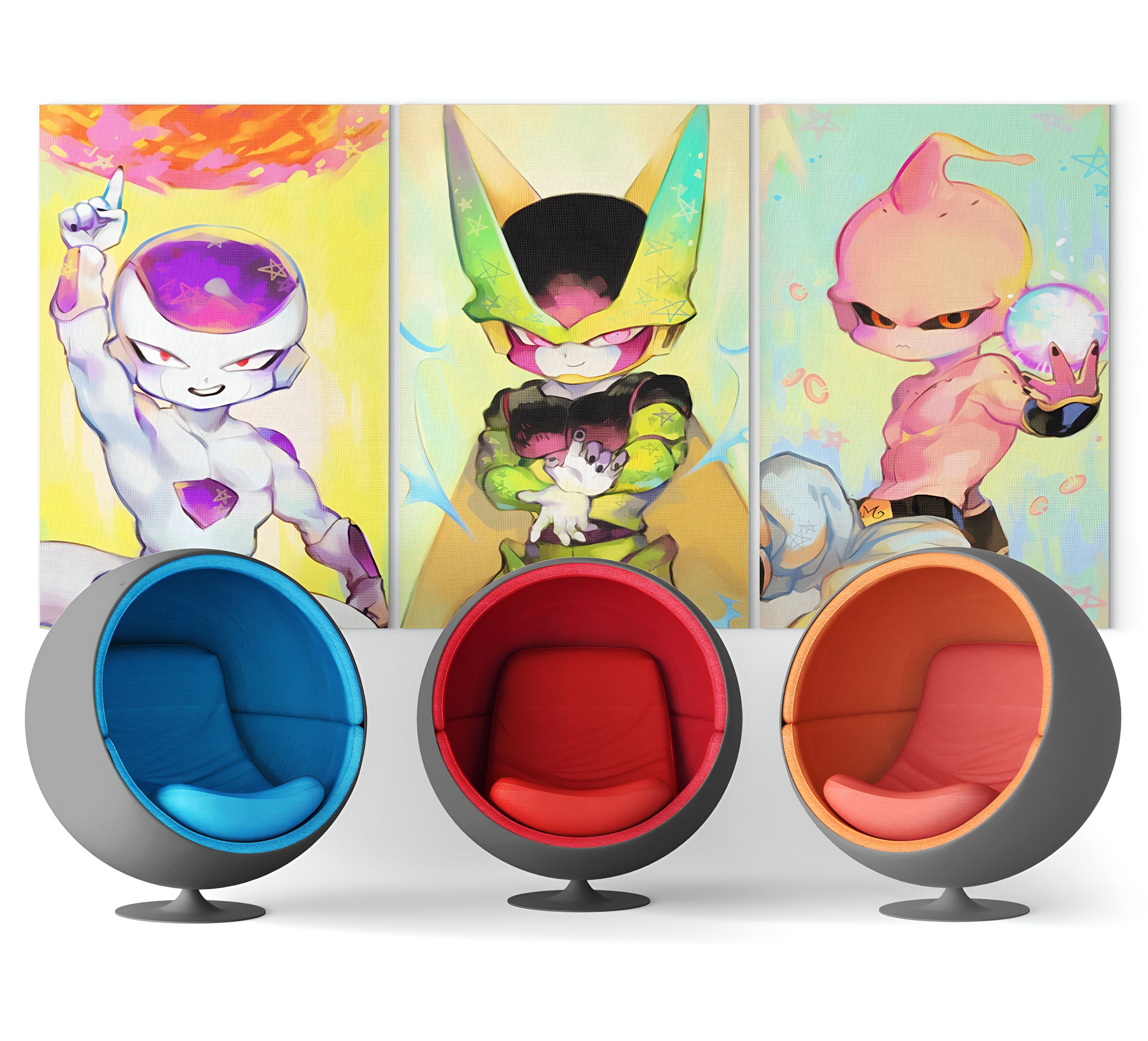 Tableau Chibi Dragon Ball en triptyque