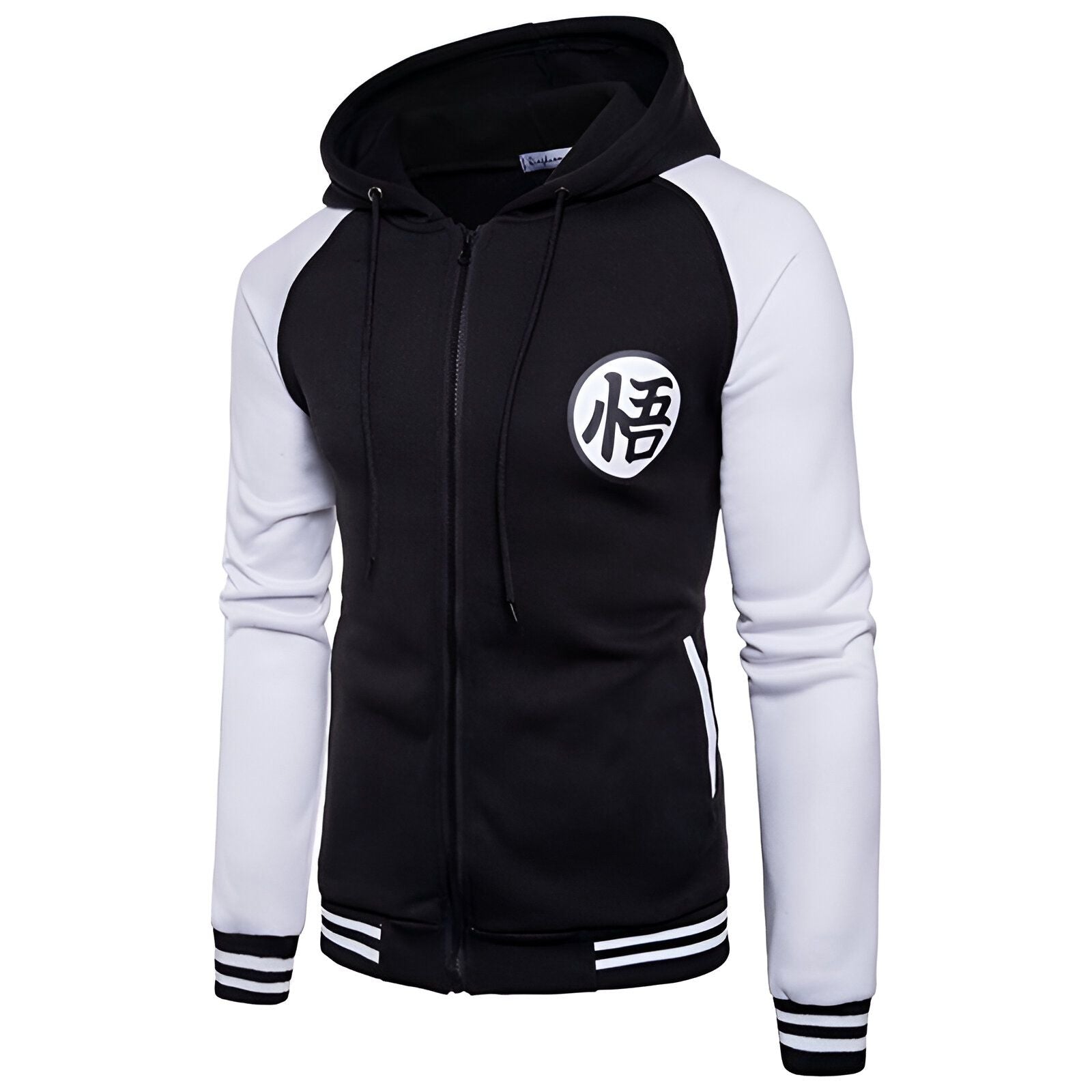 Veste à capuche Dragon Ball Z Kanji Go noir et blanc