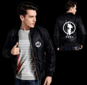 Veste bomber Petit Goku DBZ, noire ou vert armé