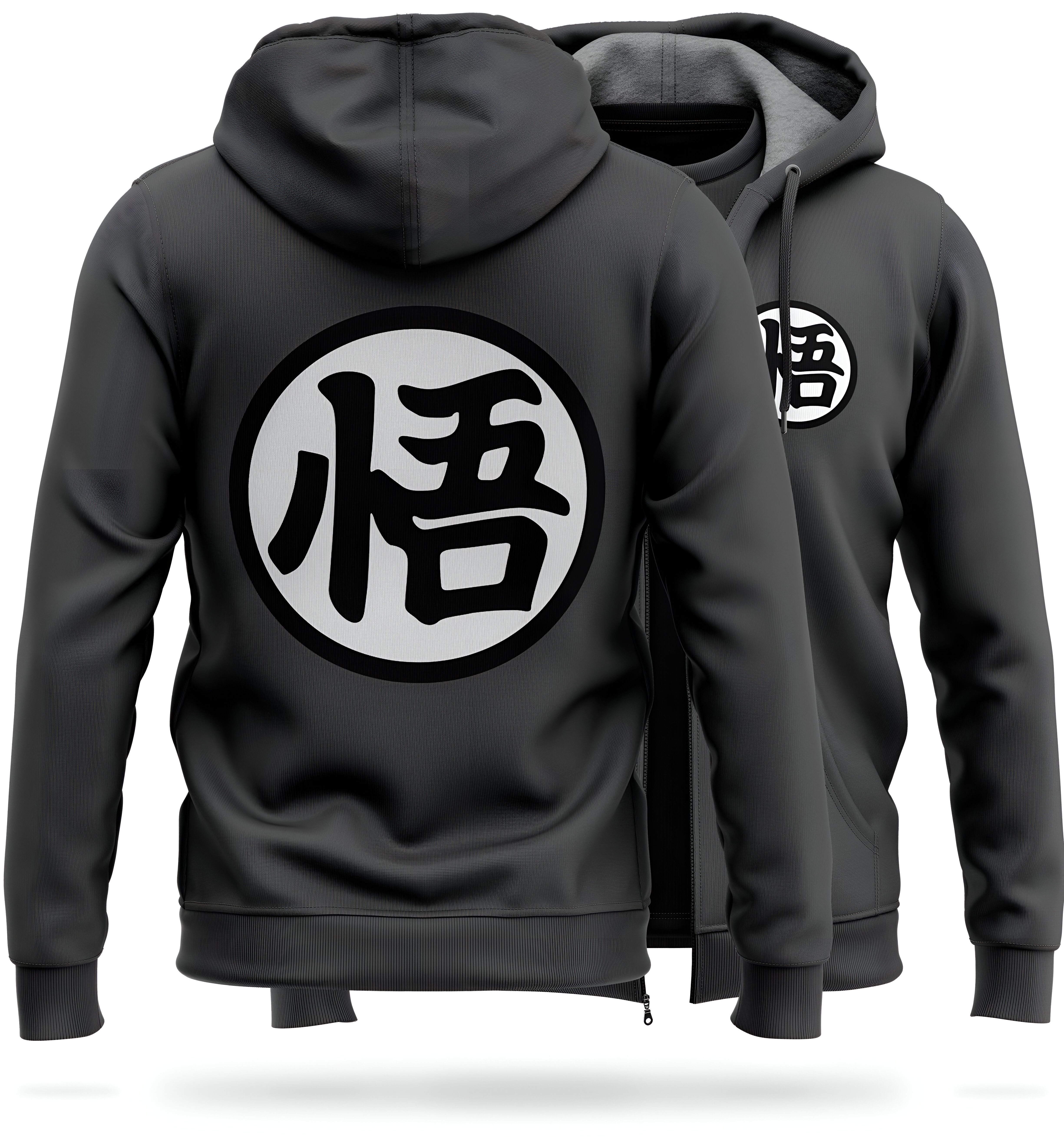 Veste DBZ molletonnée gris Kanji Go