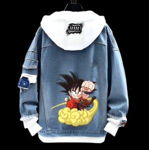 Veste en jean Dragon Ball avec Goku et Nuage Magique