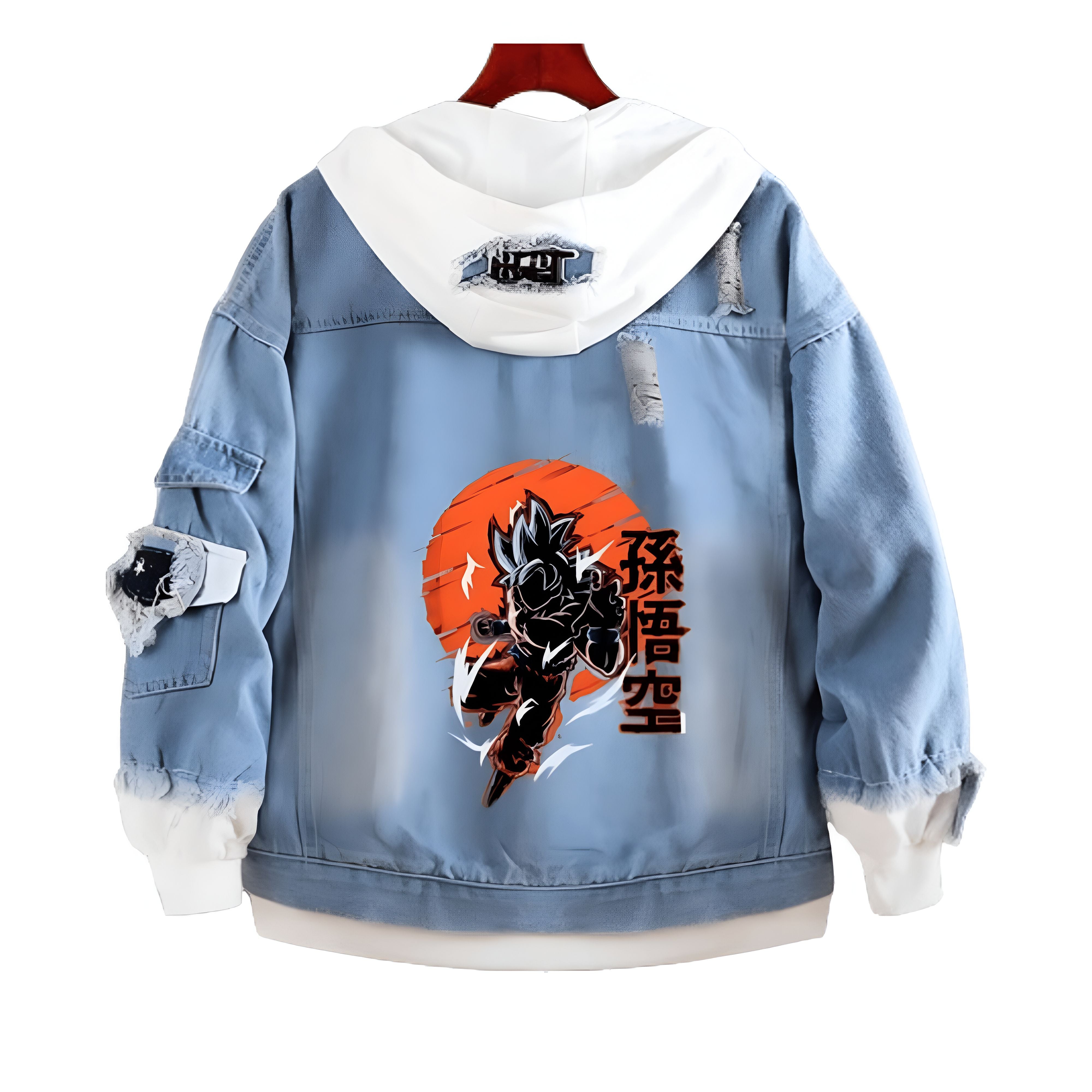 Veste en jean Saiyan Dragon Ball, tailles S à 5XL