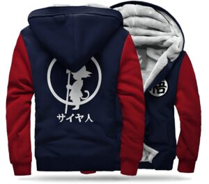 Veste polaire Goku Dragon Ball Z au petit symbole, bleue et rouge