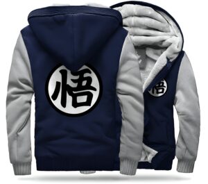 Veste polaire Dragon Ball Z Kanji « Go » bleu et blanc