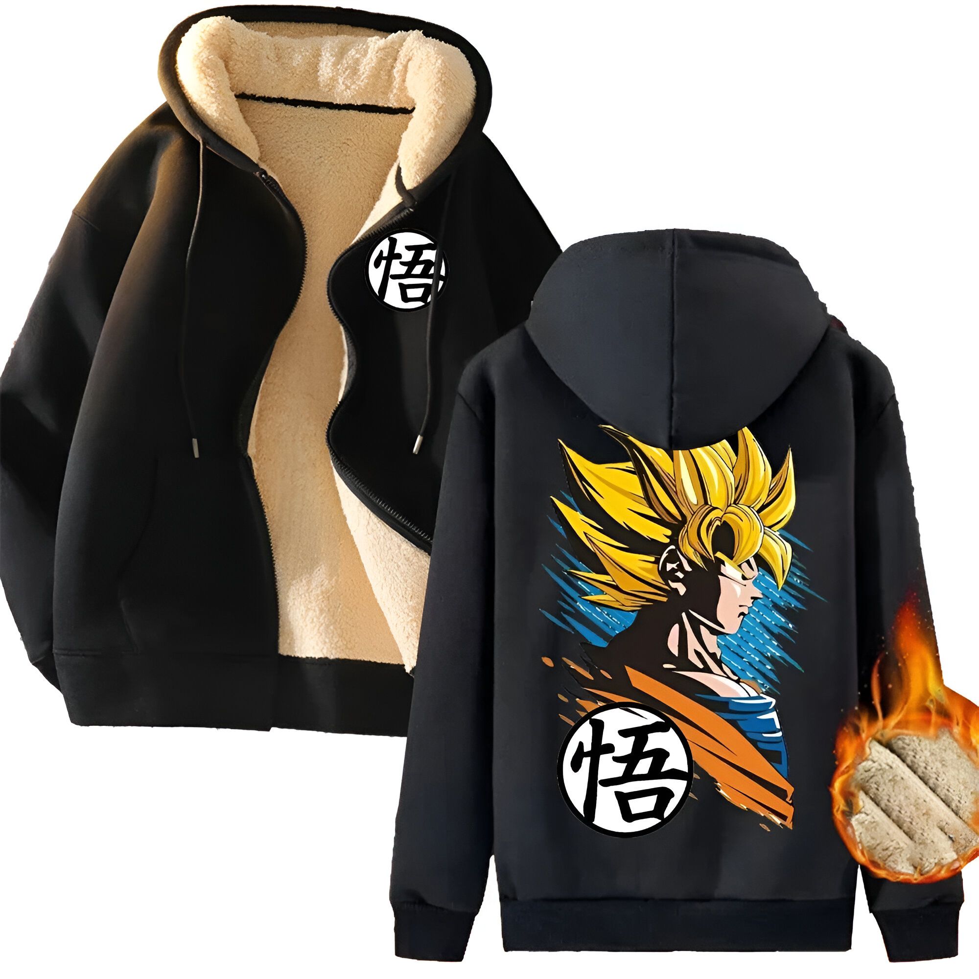 Veste polaire Kanji de Goku Dragon Ball