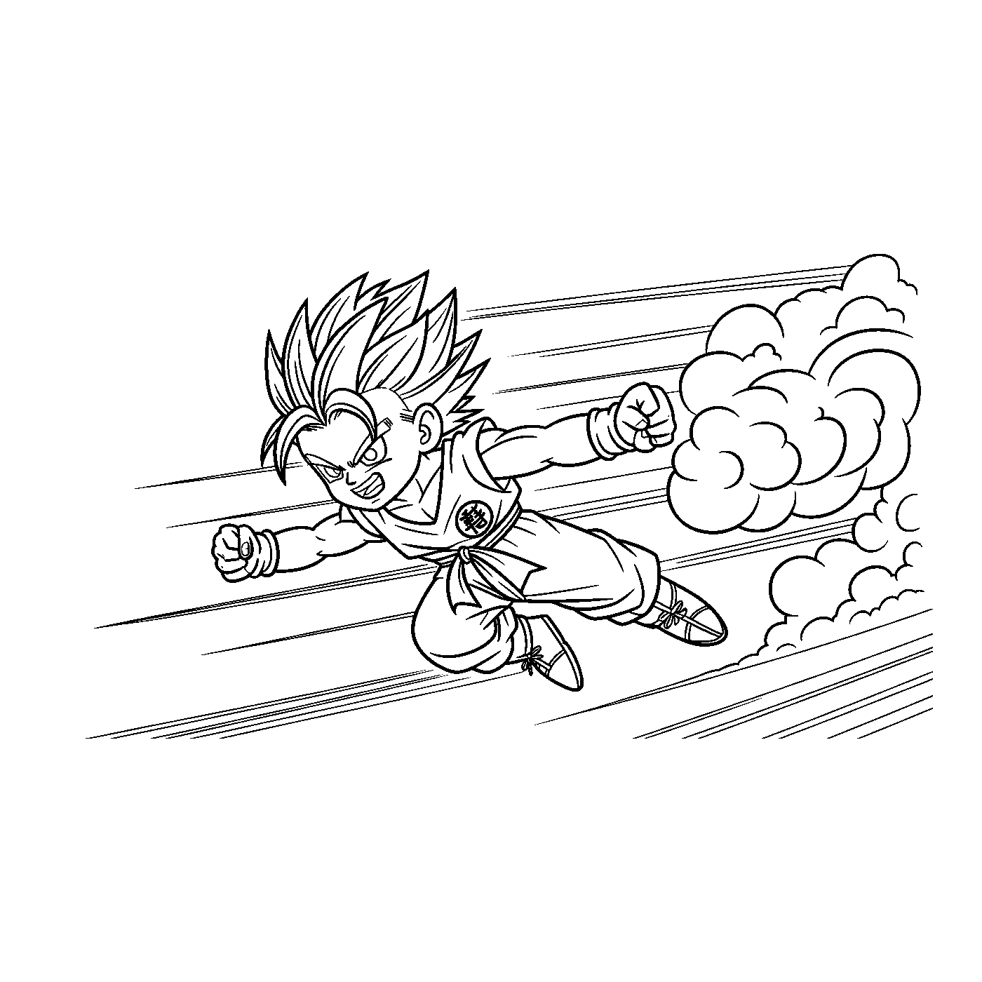 Coloriage Dragon Ball gratuit à imprimer - guerrier saiyan avec aura Coloriage Dragon Ball gratuit à imprimer : guerrier saiyan avec aura